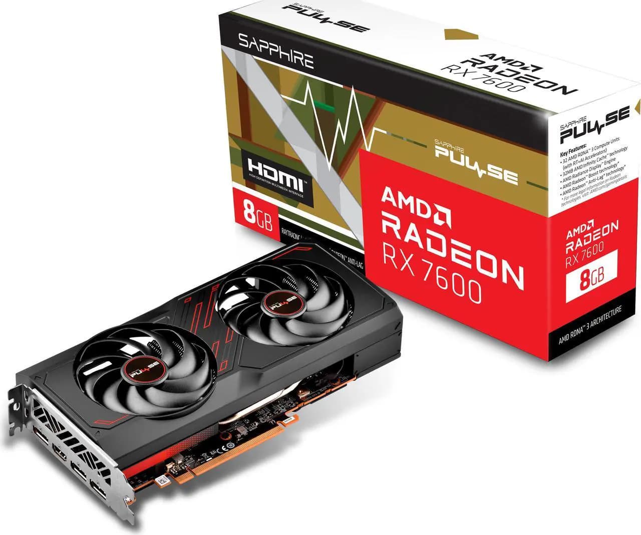 Sapphire PULSE AMD Radeon RX 7600 8GB